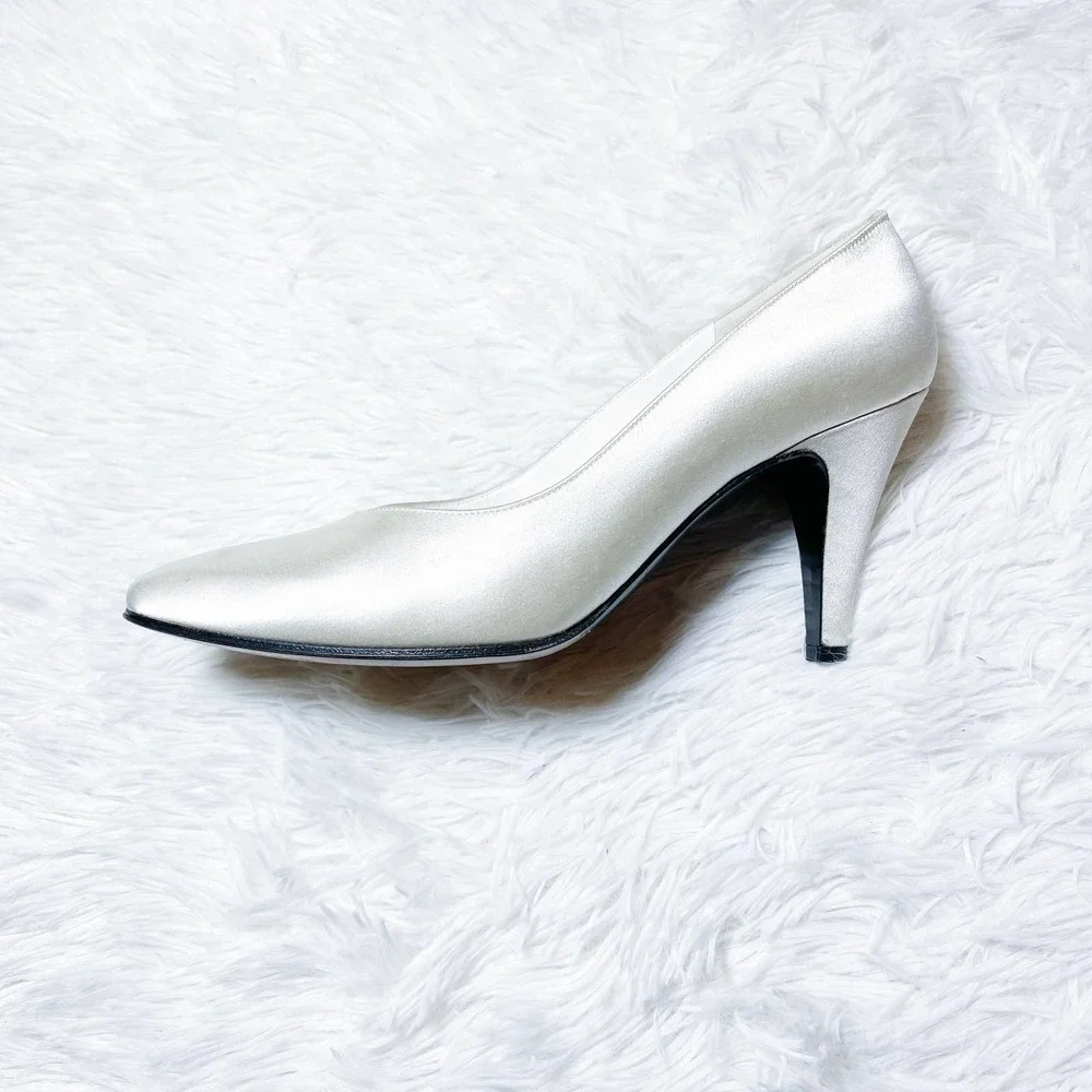 YSL Sleek VTG Silk Pointy Toe Heels SZ6.5 - Picture 2 of 8
